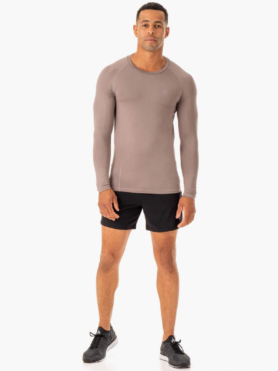 Grey Brown Men's Ryderwear Division Base Layer Long Sleeve Top | XG9085098