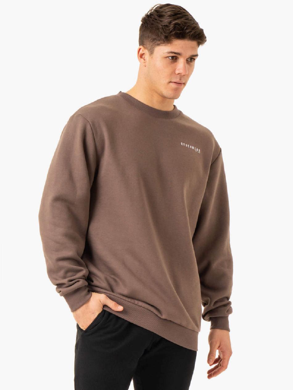 Grey Brown Men's Ryderwear Pursuit Pullover Sweaters | 143Y87182