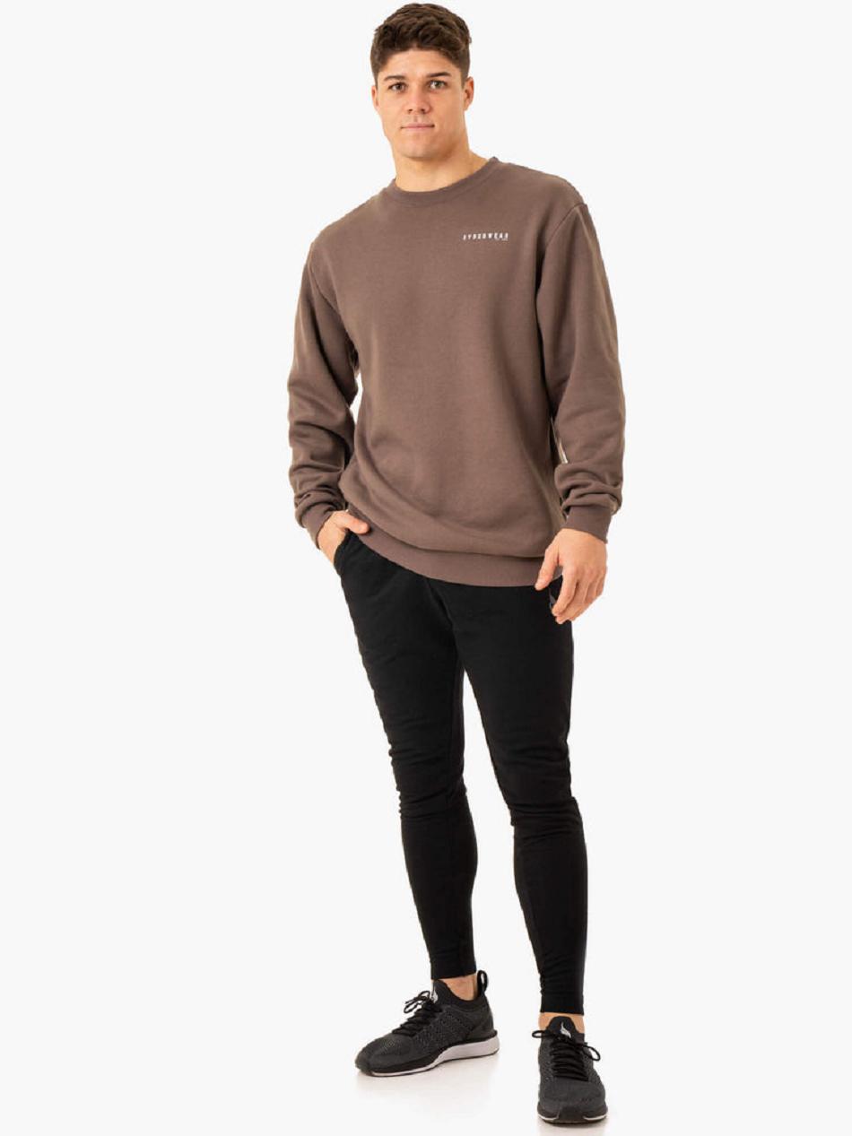 Grey Brown Men's Ryderwear Pursuit Pullover Sweaters | 143Y87182