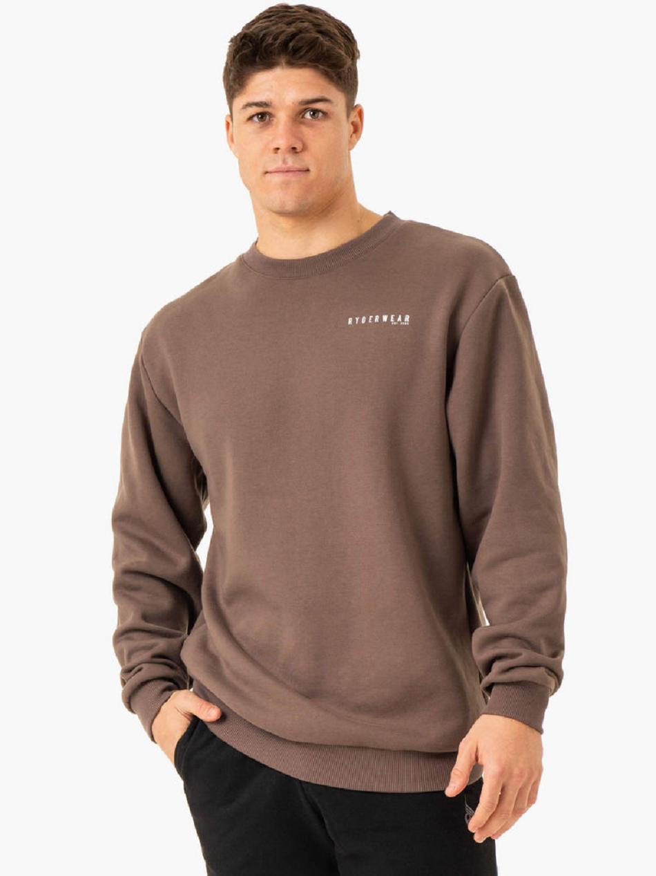 Grey Brown Men\'s Ryderwear Pursuit Pullover Sweaters | 143Y87182