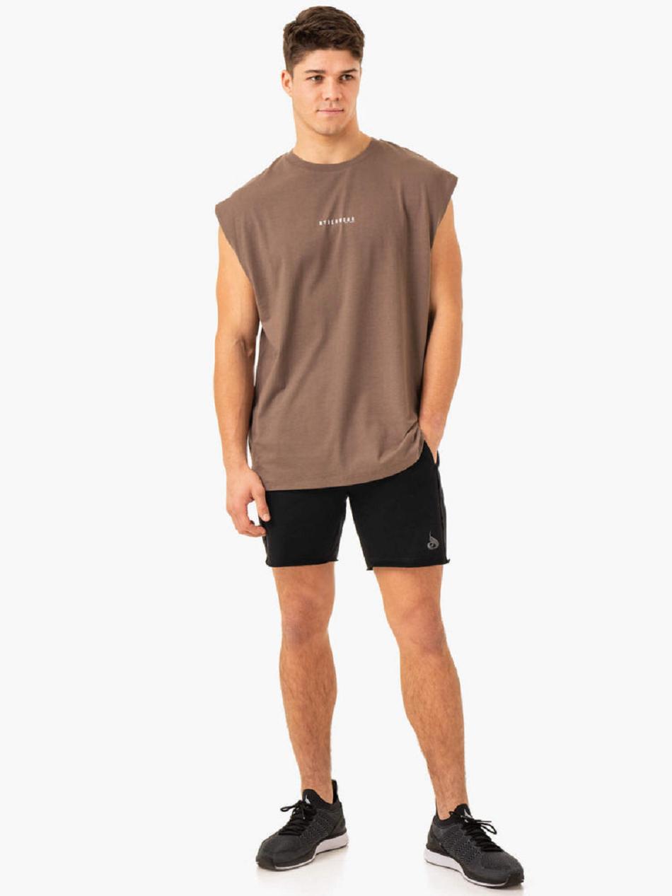 Grey Brown Men's Ryderwear Pursuit Wide Cut Tanks | 6D7986537