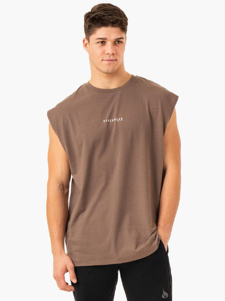 Grey Brown Men\'s Ryderwear Pursuit Wide Cut Tanks | 6D7986537