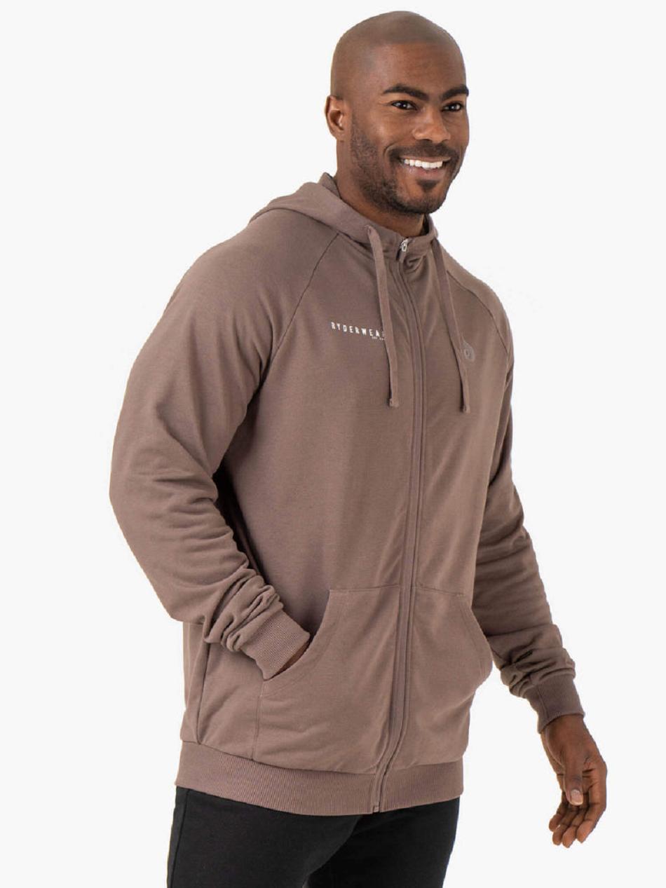 Grey Brown Men's Ryderwear Pursuit Zip Up Jackets | 154J36936