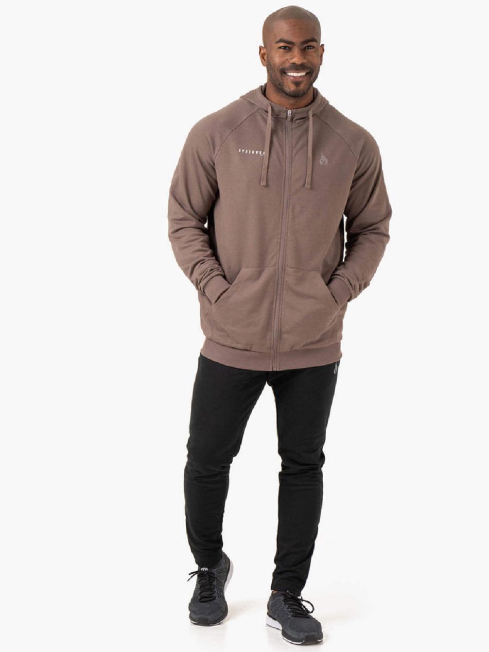 Grey Brown Men's Ryderwear Pursuit Zip Up Jackets | 154J36936