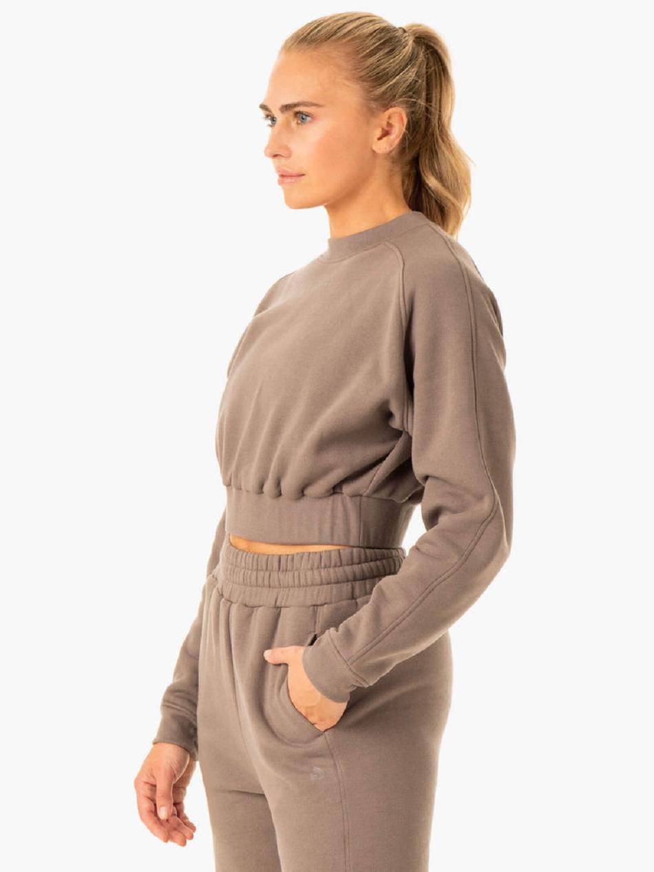 Grey Brown Women's Ryderwear Sideline Sweater Trackset | 125T25446