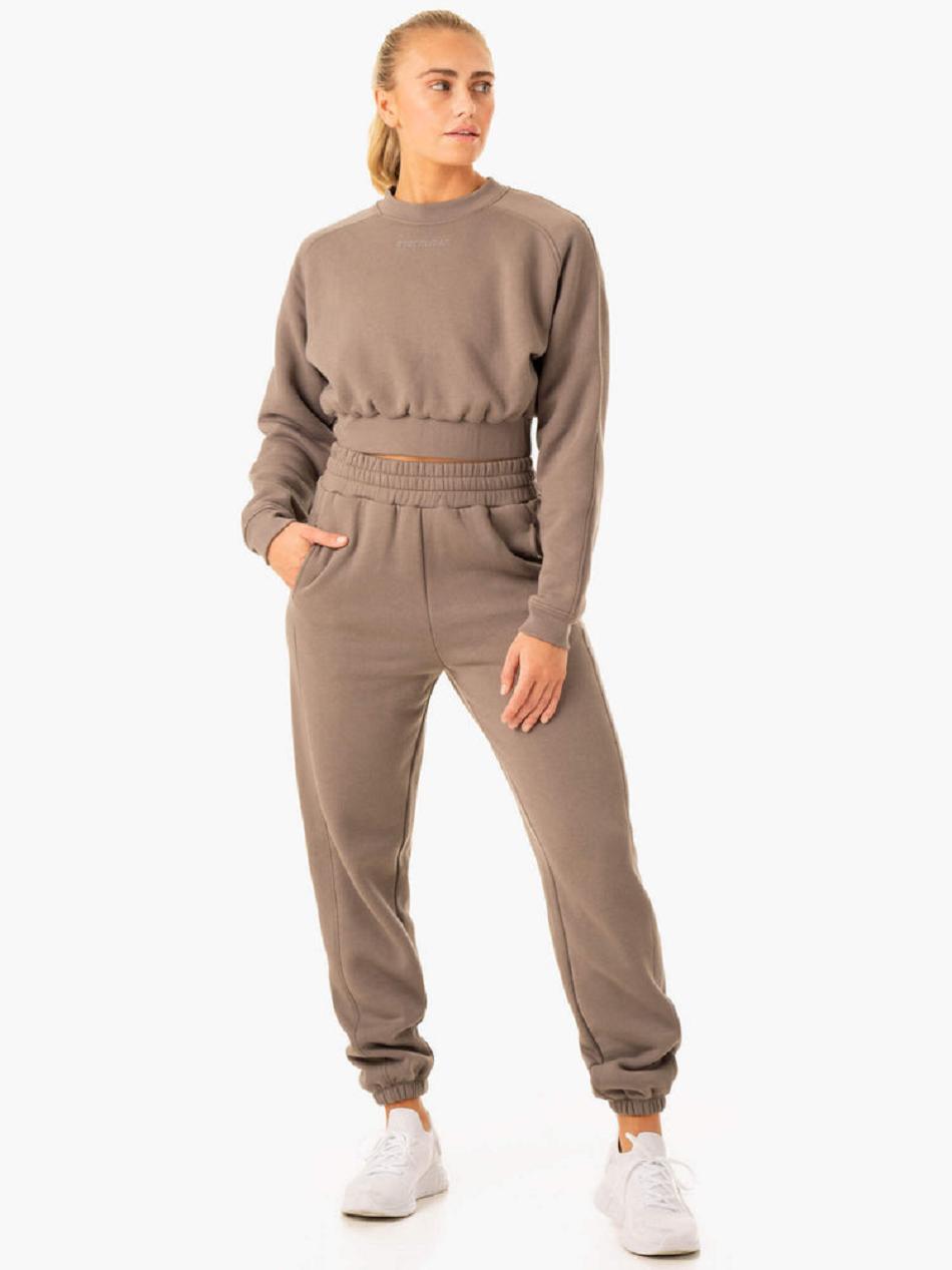 Grey Brown Women's Ryderwear Sideline Sweater Trackset | 125T25446