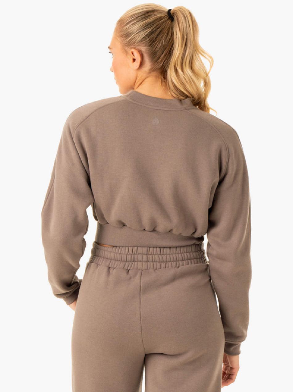 Grey Brown Women's Ryderwear Sideline Sweater Active Lounge | 5G7578360