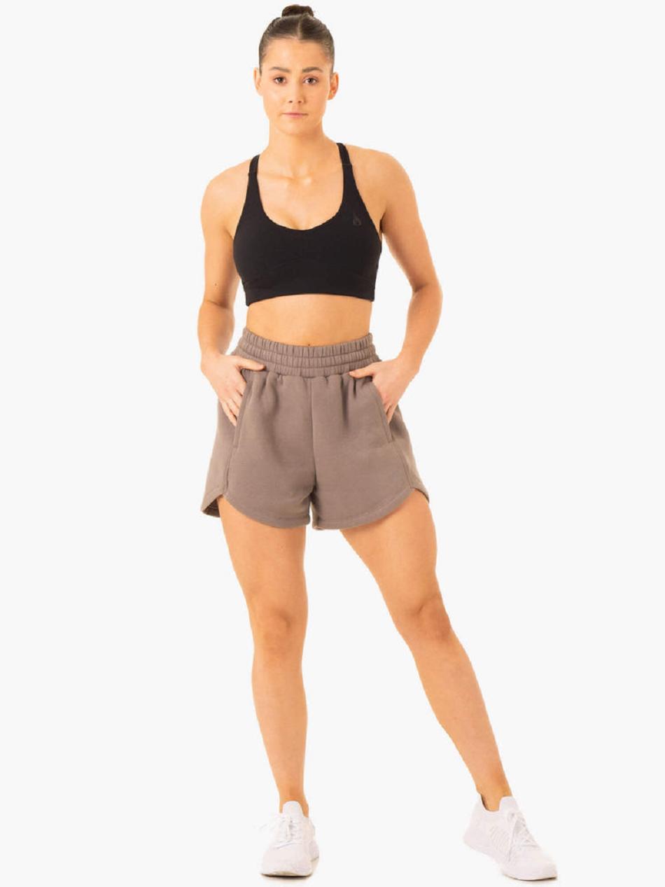 Grey Brown Women's Ryderwear Sideline Track Shorts Trackset | SF7290334