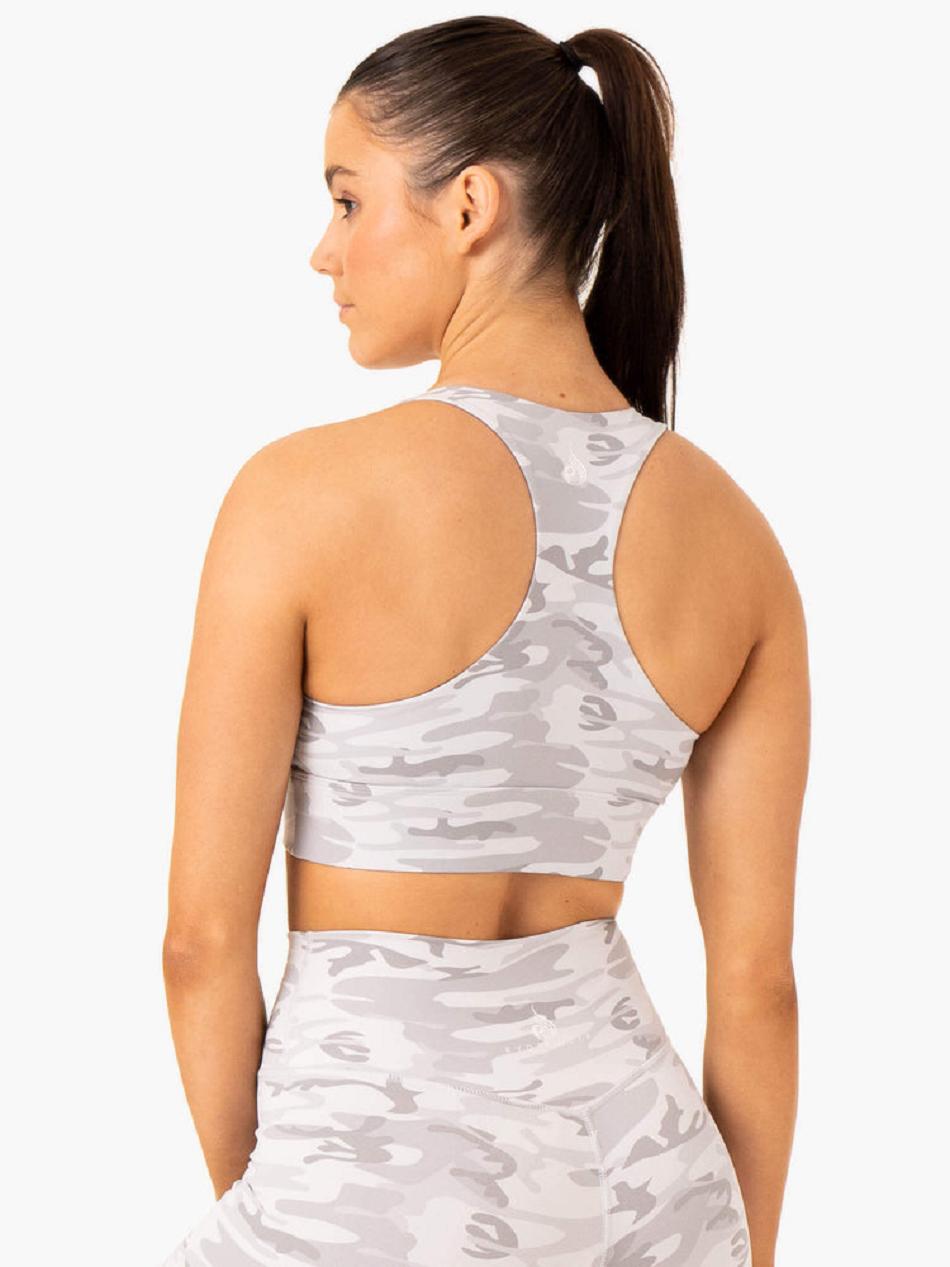 Grey / Camo Women's Ryderwear Base Racer Back Sports Bras | TNTY66243