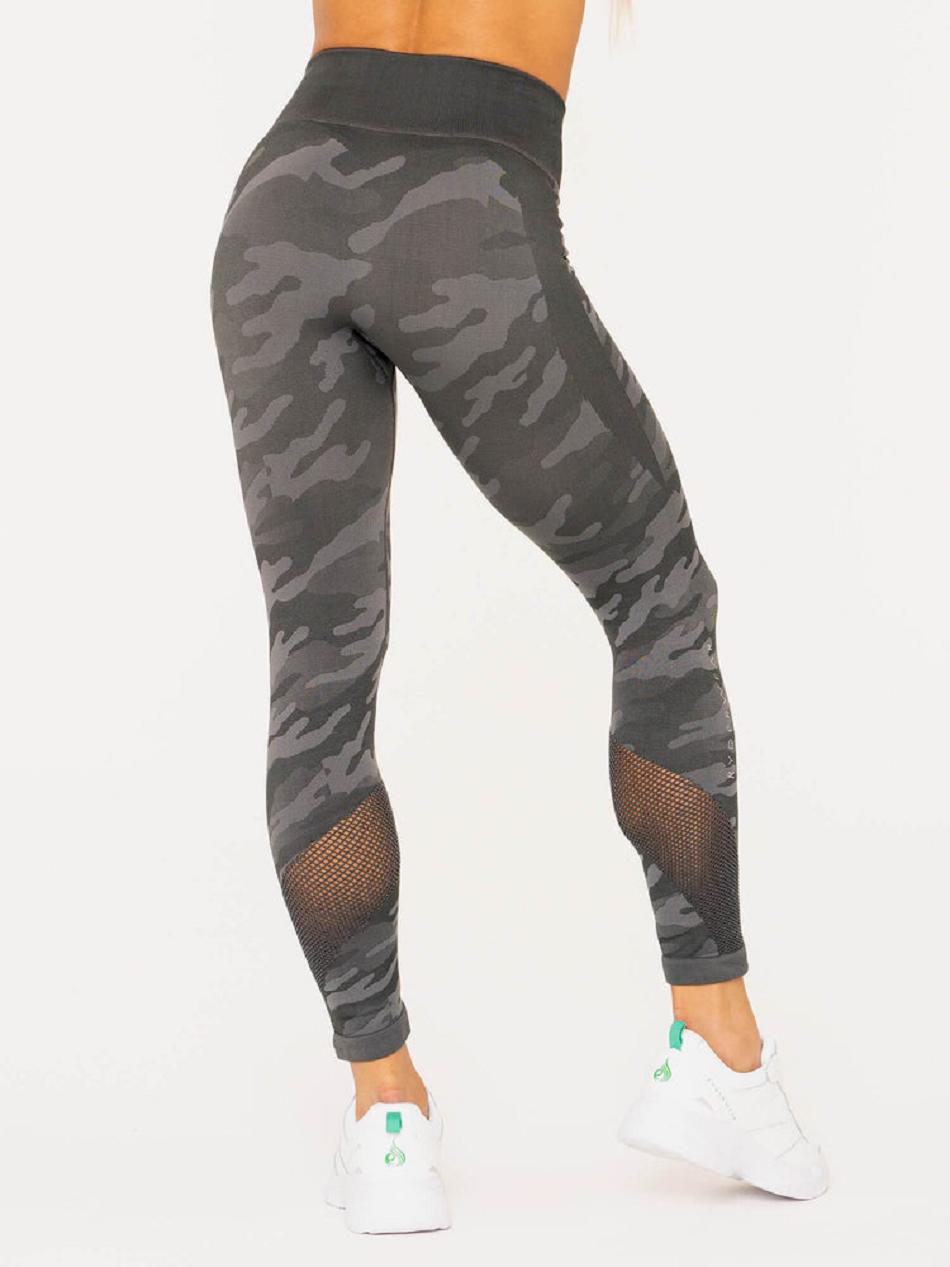 Grey / Camo Women's Ryderwear Camo High Waisted Leggings Seamless | RFD49756