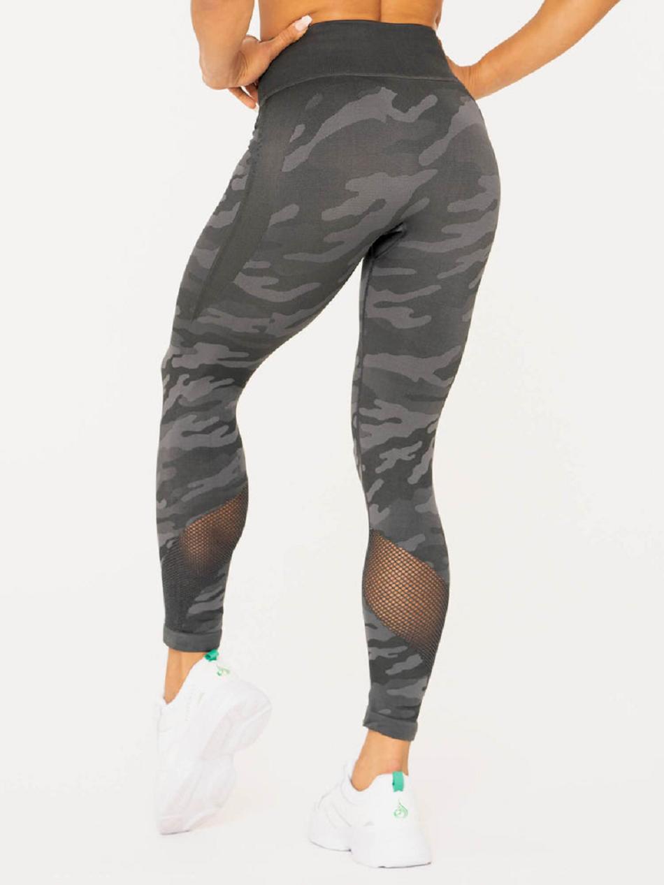 Grey / Camo Women's Ryderwear Camo High Waisted Leggings Seamless | RFD49756