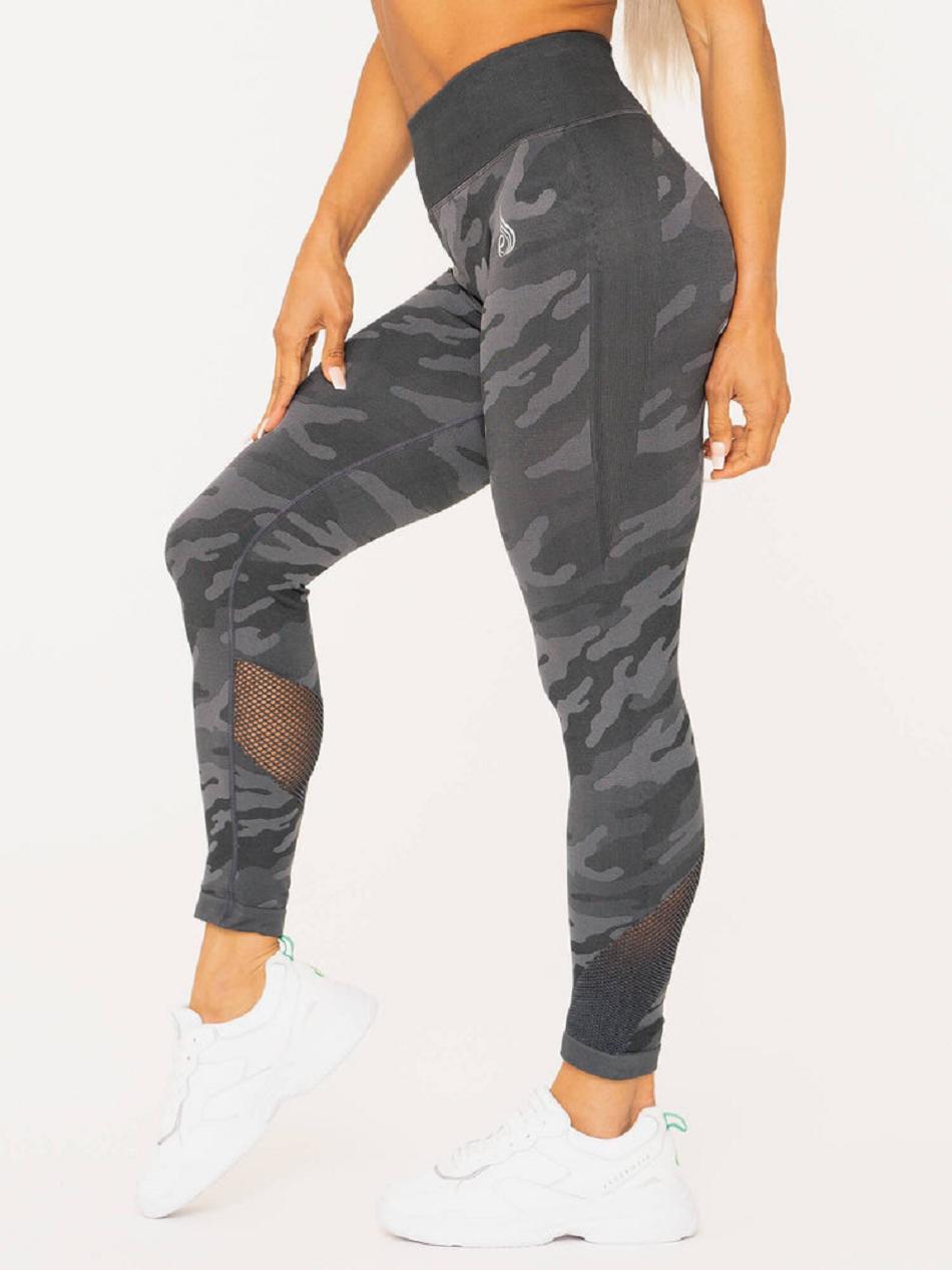 Grey / Camo Women's Ryderwear Camo High Waisted Leggings Seamless | RFD49756