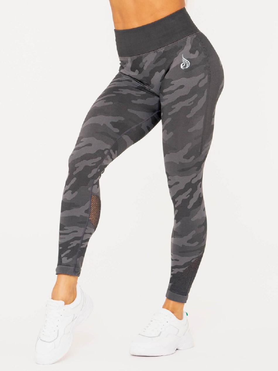 Grey / Camo Women\'s Ryderwear Camo High Waisted Leggings Seamless | RFD49756