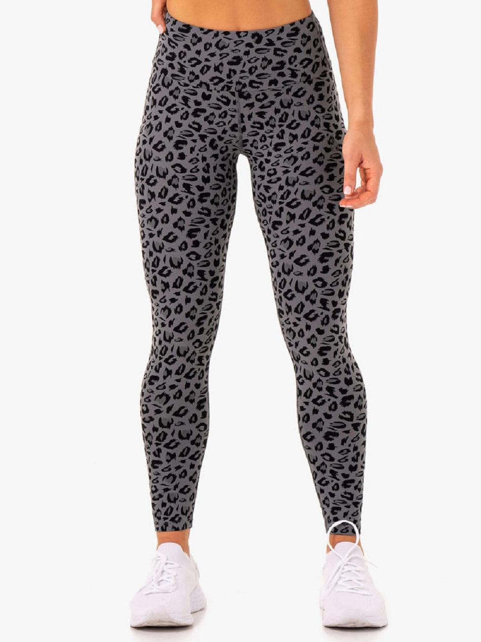 Grey / Leopard Women's Ryderwear Adapt High Waisted Leggings Scrunch Bum | 46KR34927