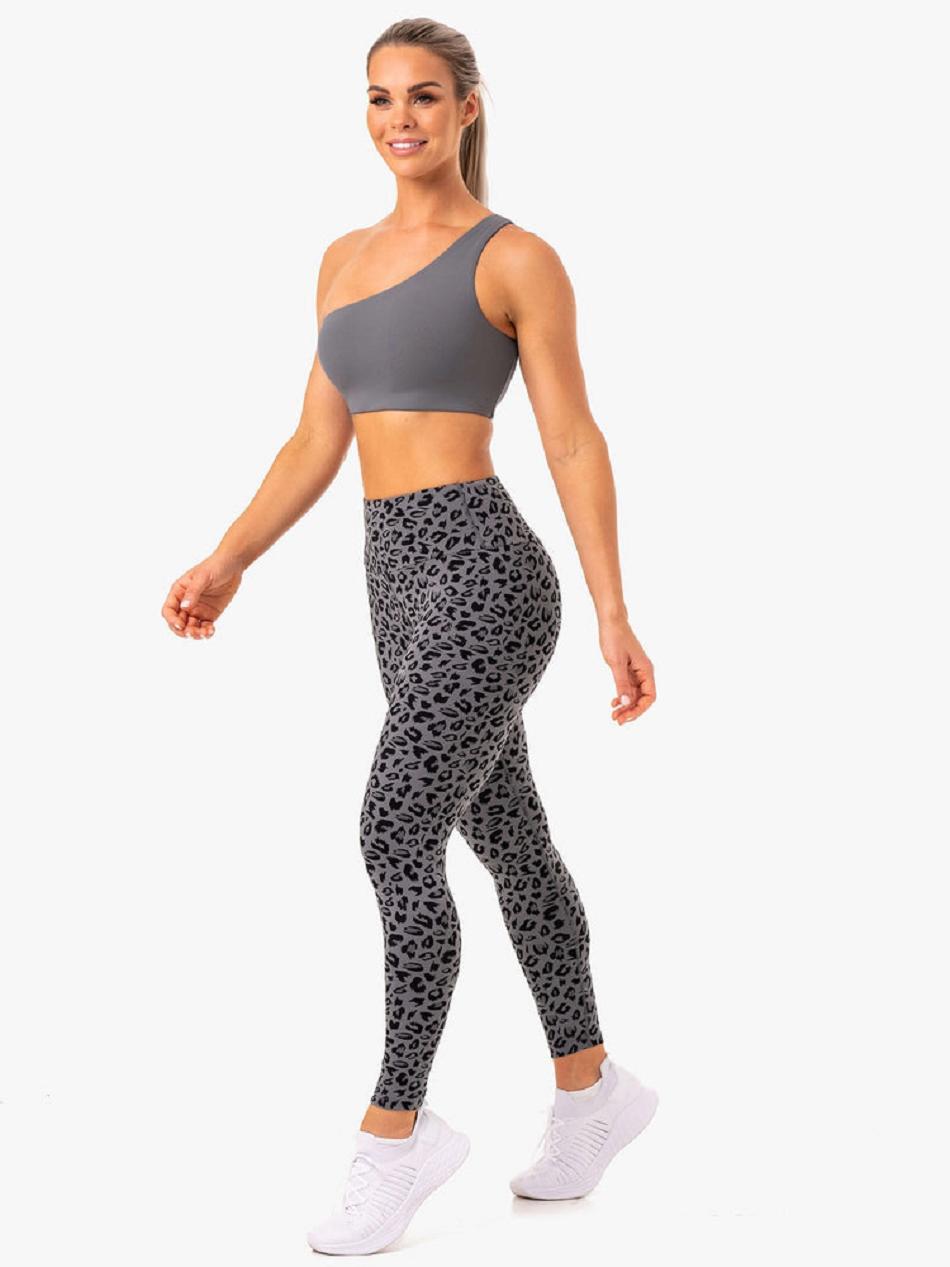 Grey / Leopard Women's Ryderwear Adapt High Waisted Leggings Scrunch Bum | 46KR34927