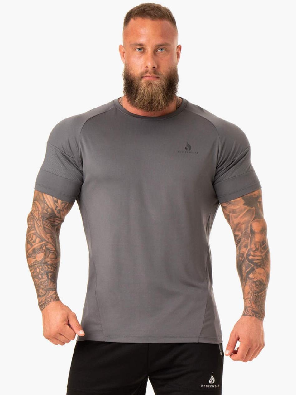 Grey Men's Ryderwear Action Mesh T-Shirt Top | 158G30007