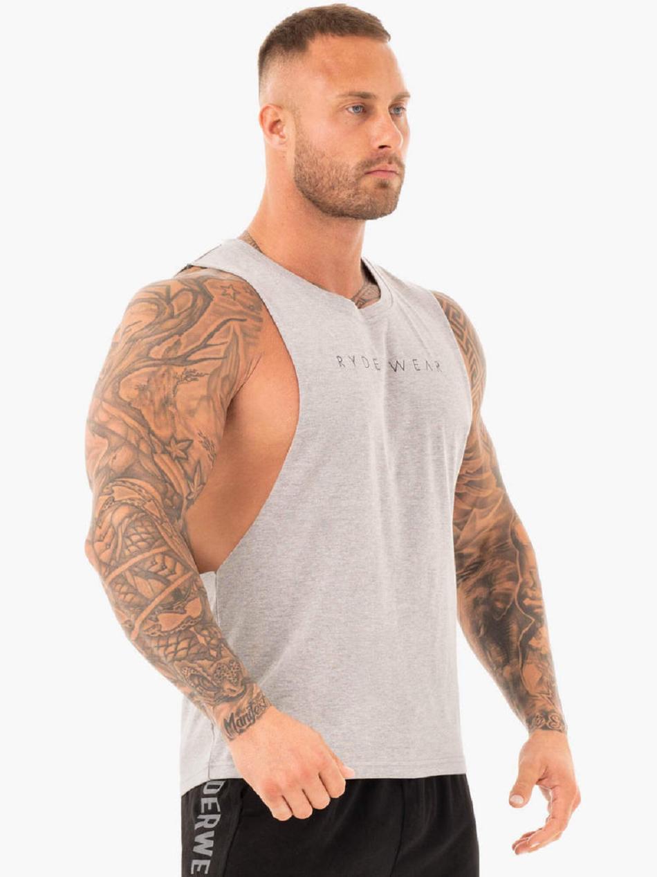 Grey Men's Ryderwear Active Cotton Baller Tanks | 118S29117