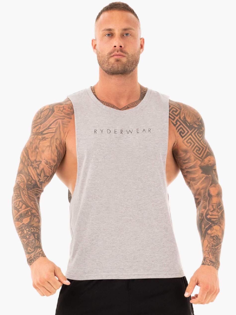 Grey Men\'s Ryderwear Active Cotton Baller Tanks | 118S29117