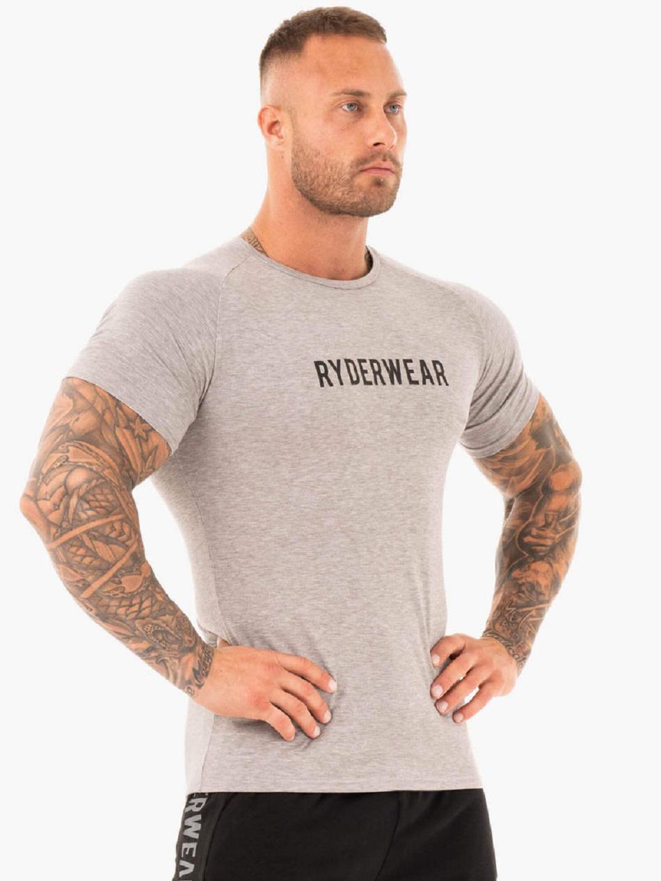 Grey Men's Ryderwear Active T-Shirt Top | 85EW39389