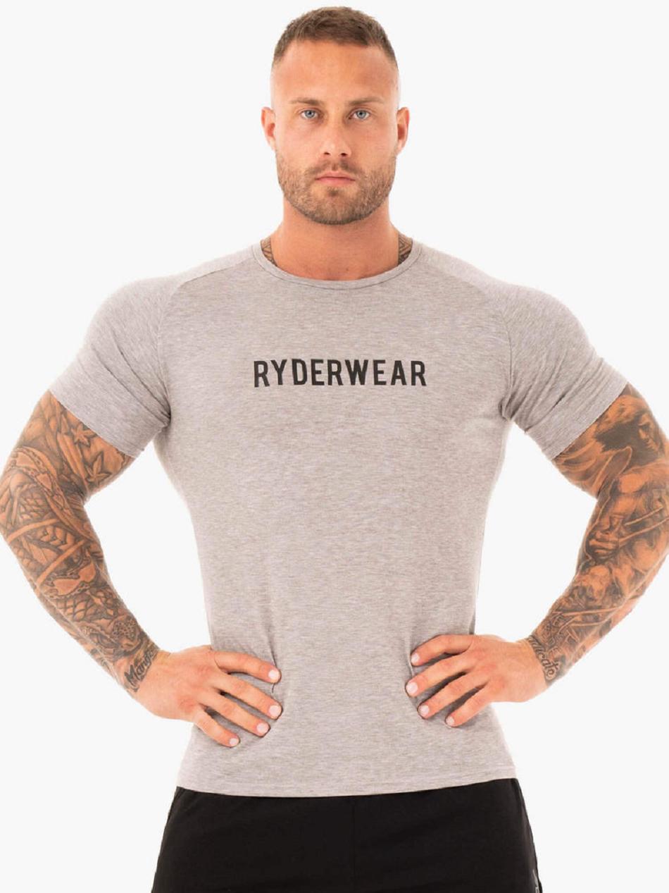 Grey Men\'s Ryderwear Active T-Shirt Top | 85EW39389