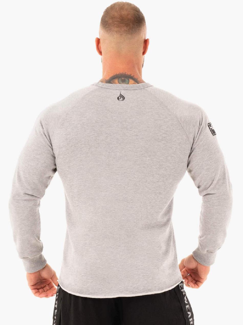 Grey Men's Ryderwear Athletic Crew Neck Sweater Top | FG8429406