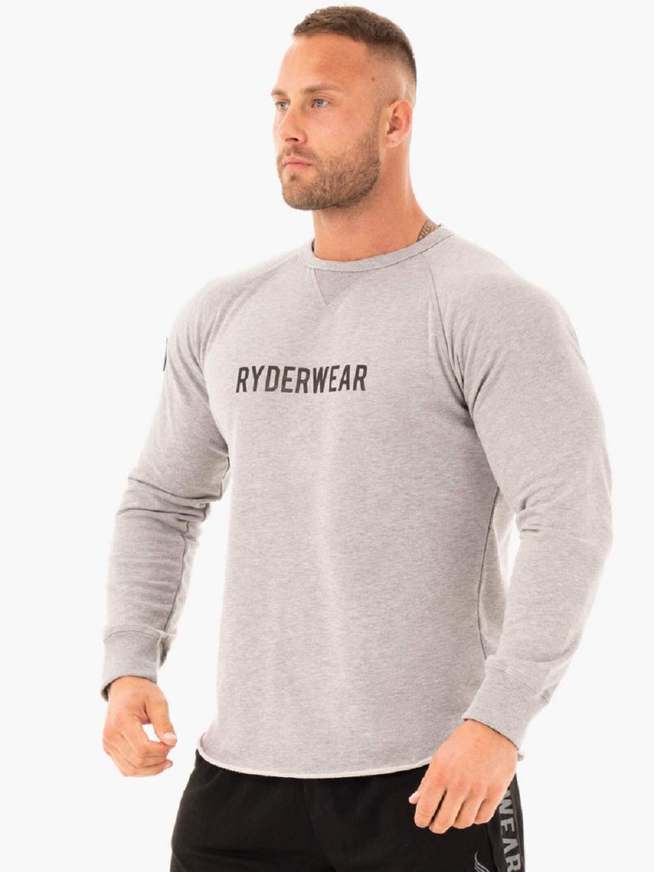 Grey Men's Ryderwear Athletic Crew Neck Sweater Top | FG8429406