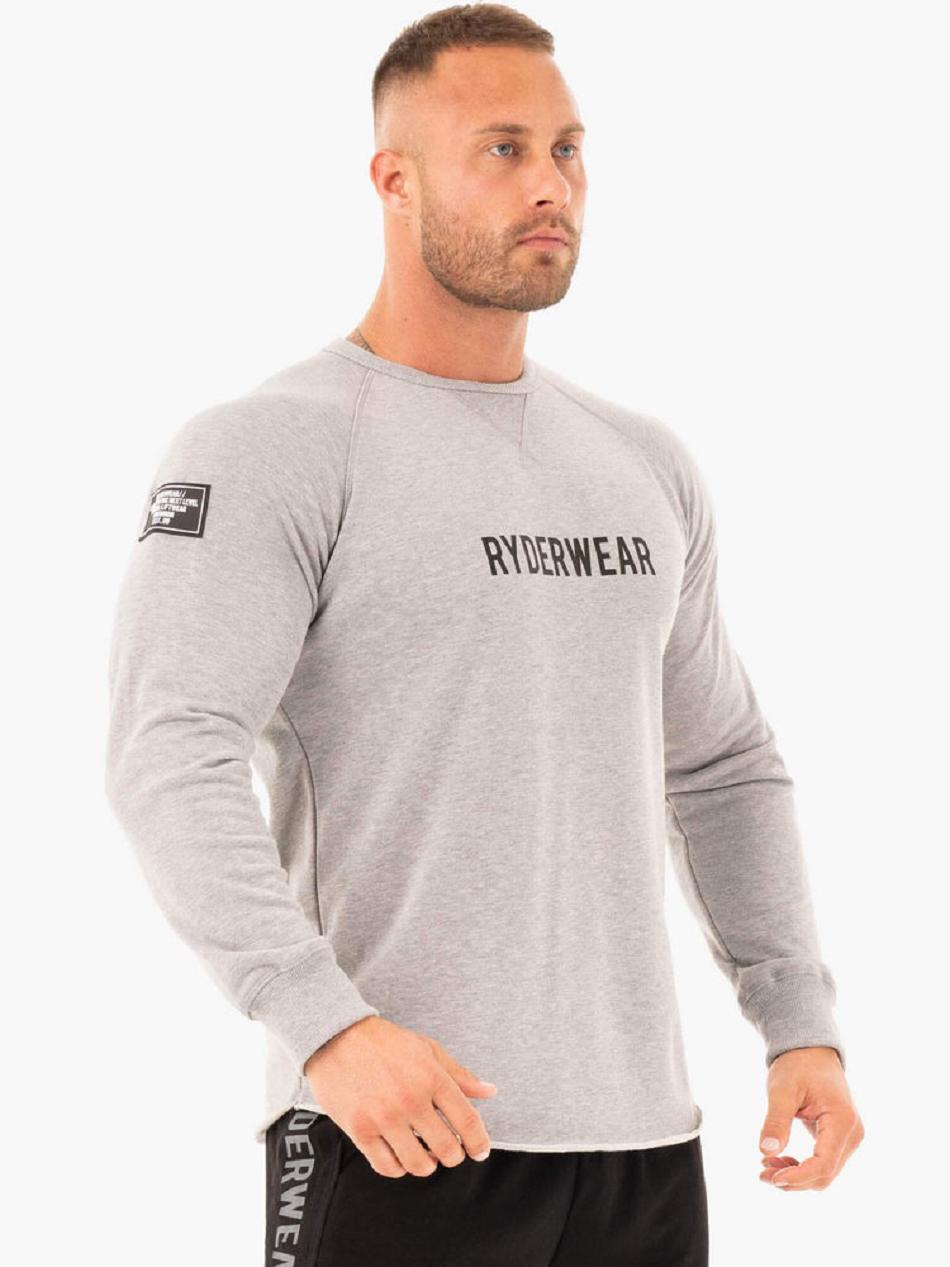 Grey Men's Ryderwear Athletic Crew Neck Sweater Top | FG8429406