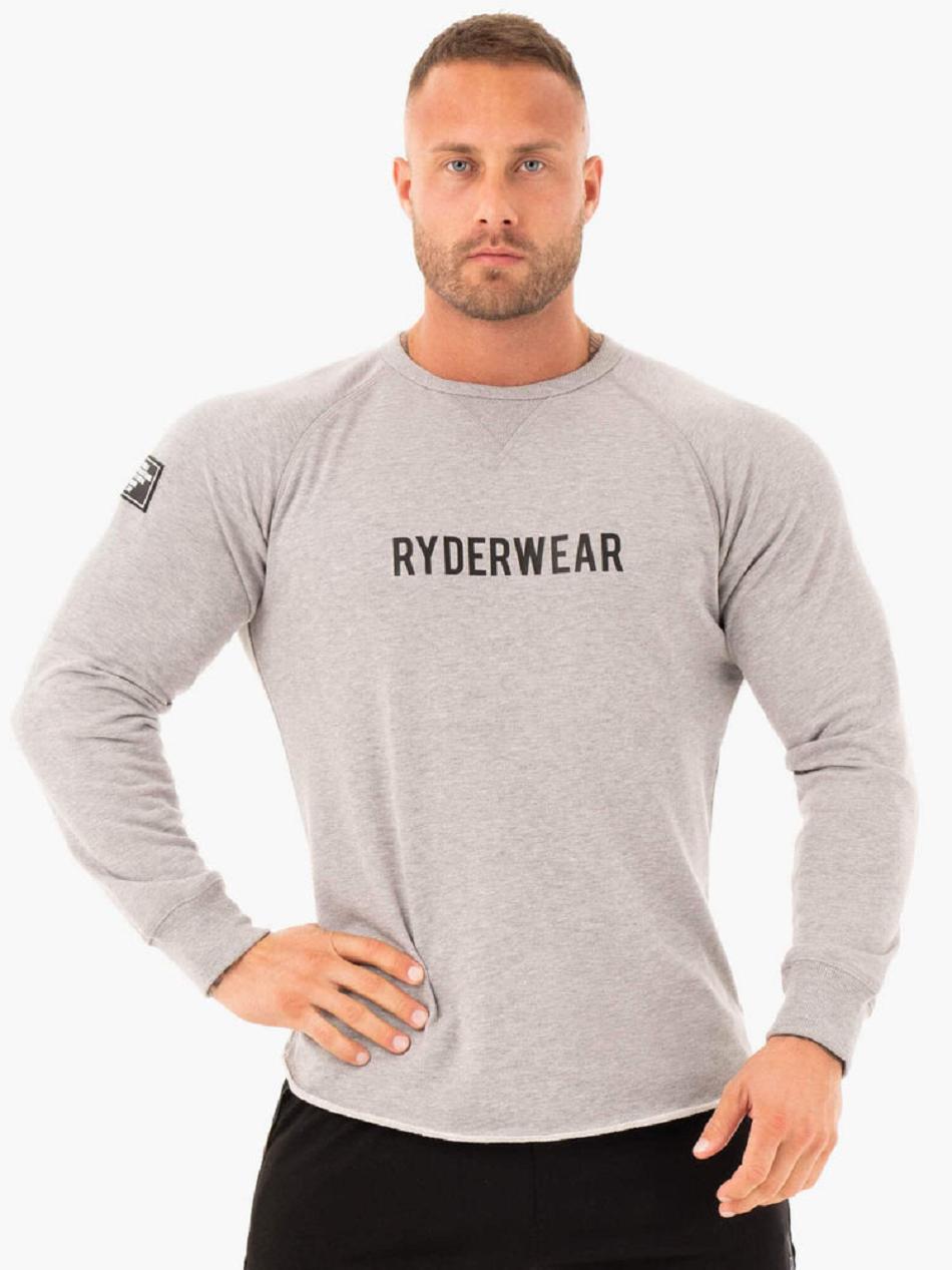 Grey Men\'s Ryderwear Athletic Crew Neck Sweater Top | FG8429406