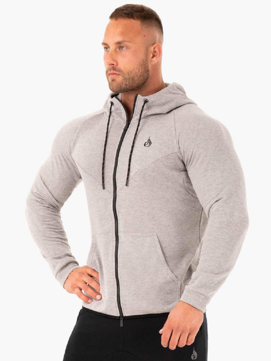 Grey Men's Ryderwear Athletic Zip Up Hoodie | 92JS65481