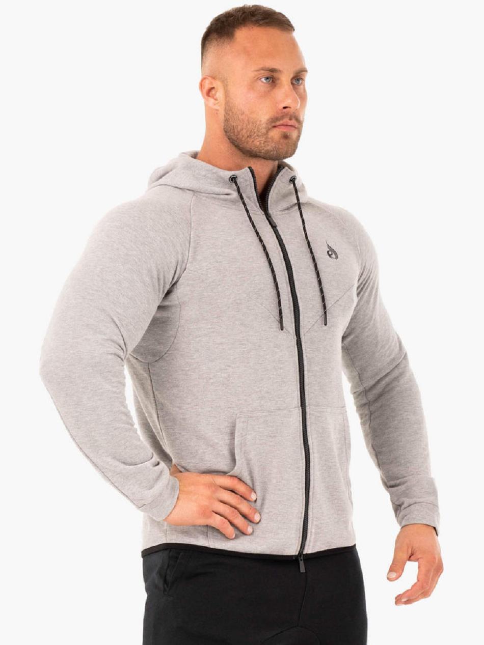 Grey Men's Ryderwear Athletic Zip Up Hoodie | 92JS65481