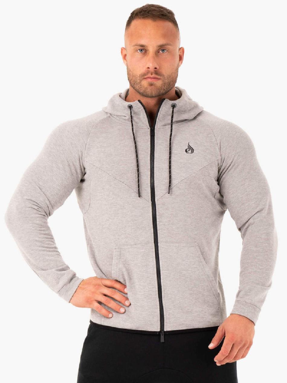 Grey Men\'s Ryderwear Athletic Zip Up Hoodie | 92JS65481