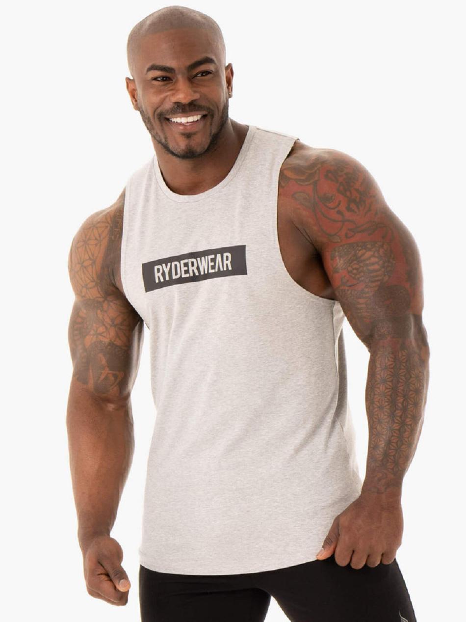 Grey Men\'s Ryderwear Base Baller Tank Top | 90YR68524