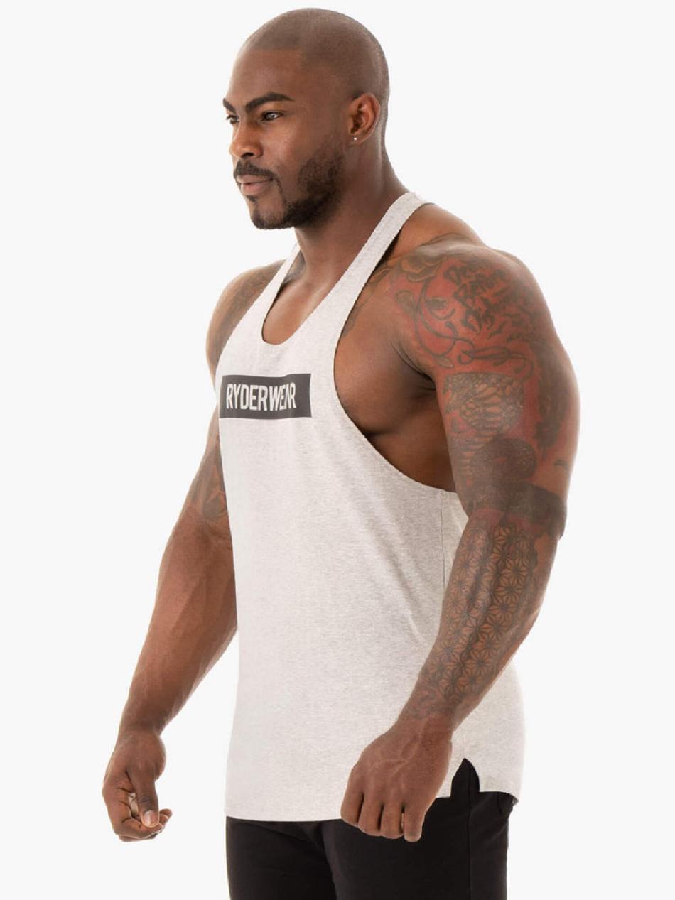 Grey Men's Ryderwear Base Stringer T-Back Tanks | DS7883818