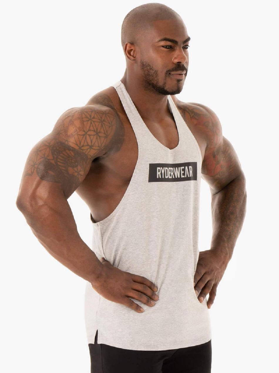 Grey Men's Ryderwear Base Stringer T-Back Tanks | DS7883818