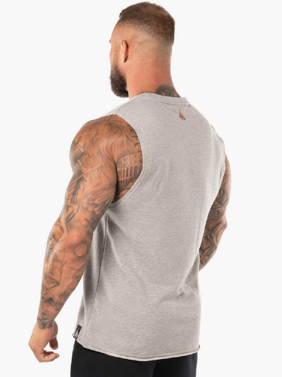 Grey Men's Ryderwear Block Fleece Tank Top | OKT23181