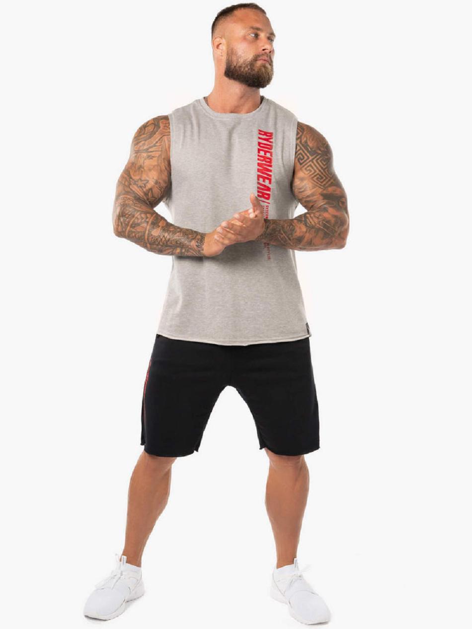 Grey Men's Ryderwear Block Fleece Tank Top | OKT23181