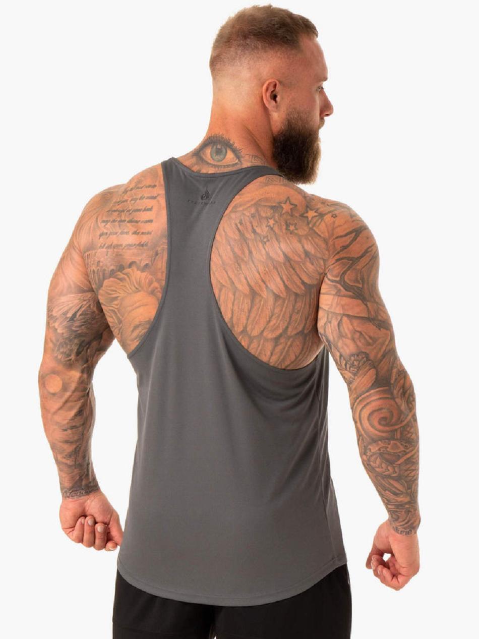 Grey Men's Ryderwear Define Mesh T-Back Tanks | 85GA55494