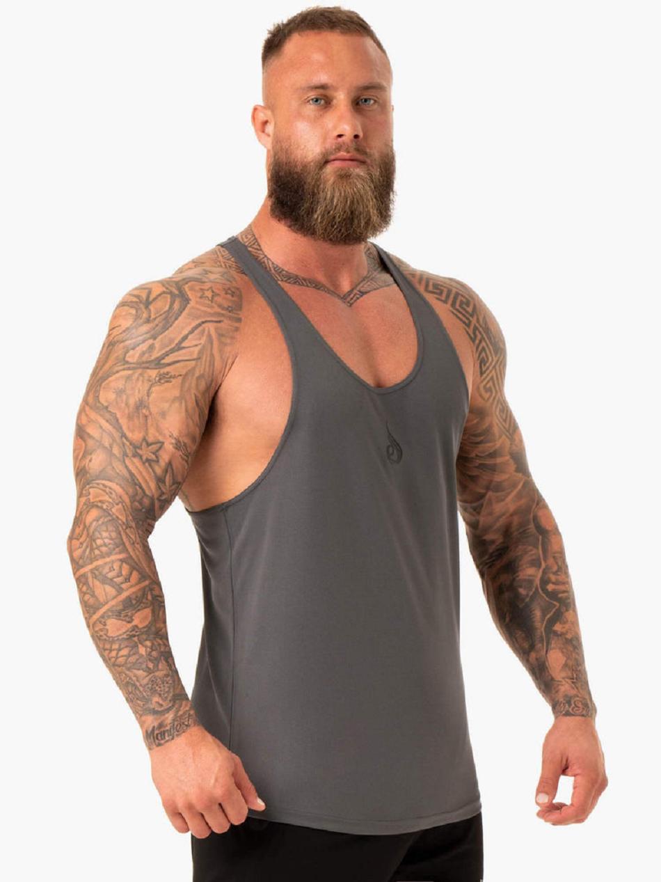 Grey Men's Ryderwear Define Mesh T-Back Tanks | 85GA55494