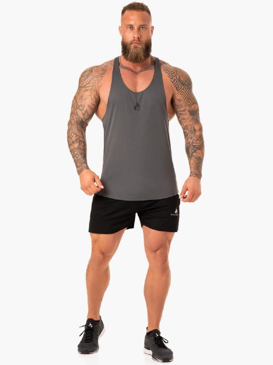 Grey Men's Ryderwear Define Mesh T-Back Tanks | 85GA55494