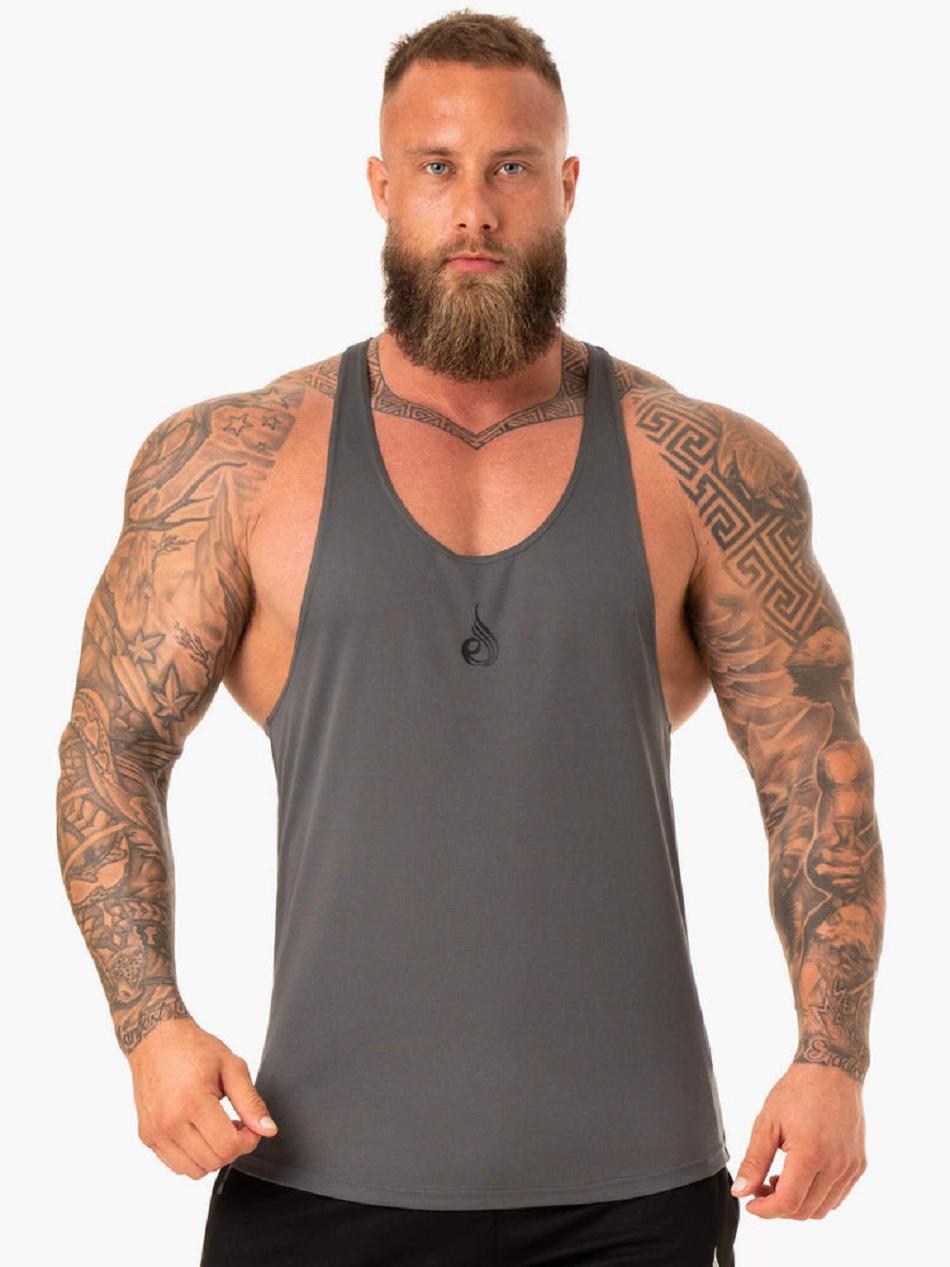 Grey Men\'s Ryderwear Define Mesh T-Back Tanks | 85GA55494