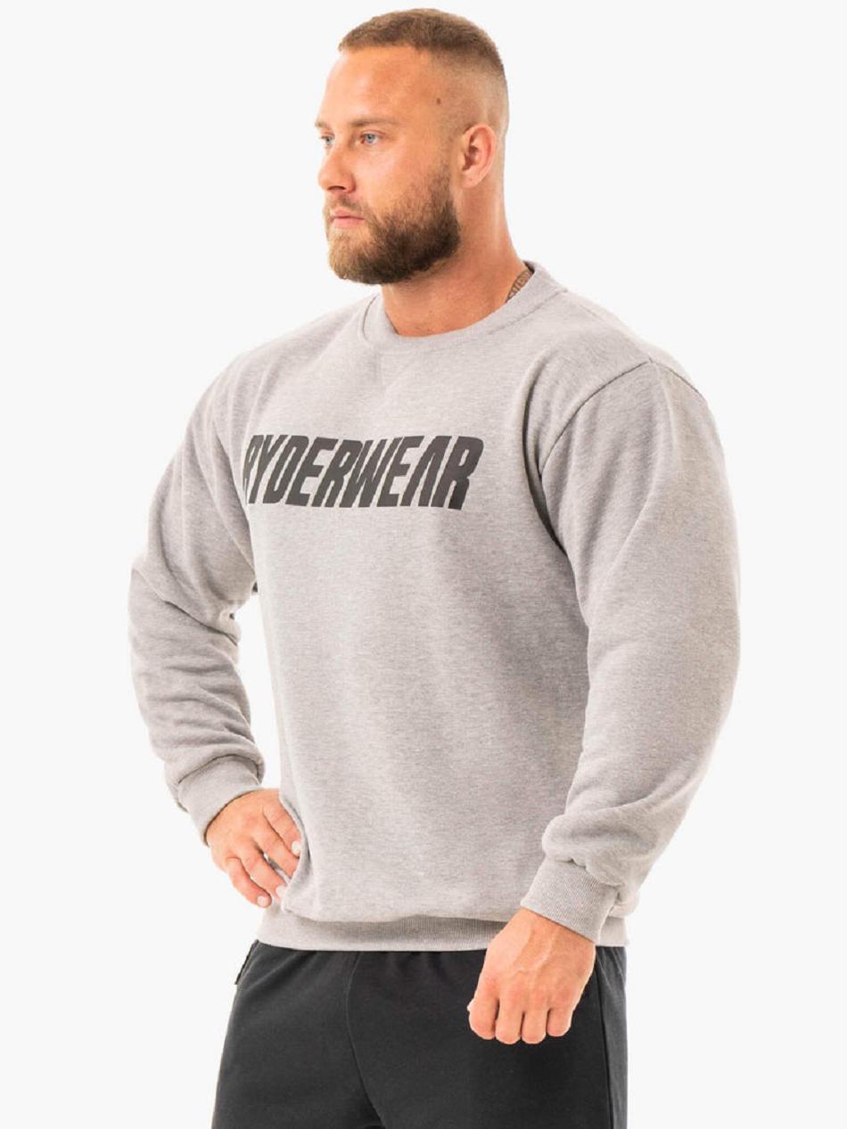 Grey Men's Ryderwear Ease Fleece Pullover Sweaters | 94YF63423