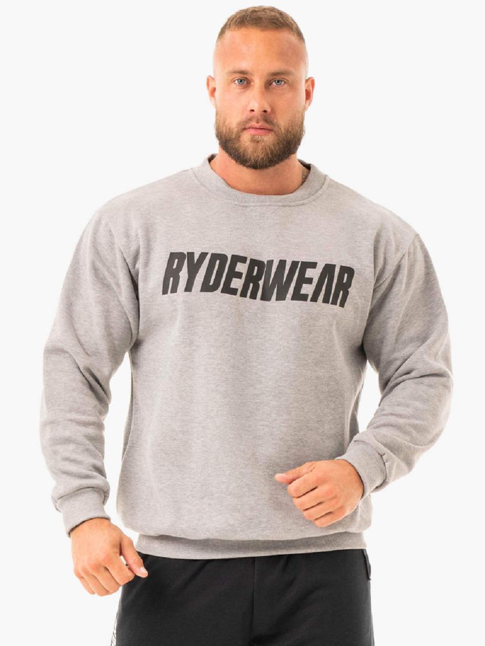 Grey Men's Ryderwear Ease Fleece Pullover Sweaters | 94YF63423