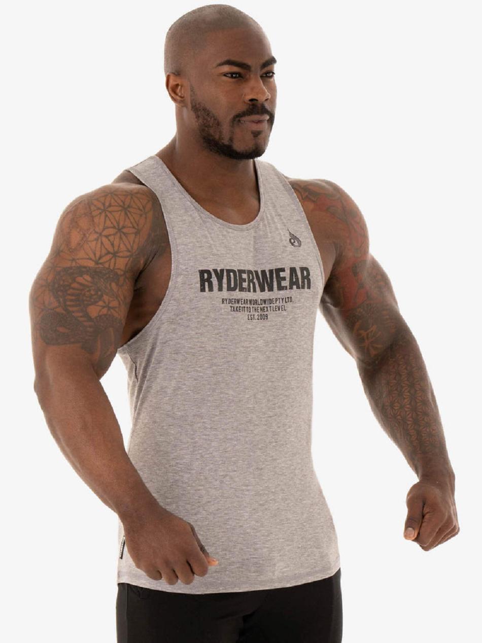 Grey Men's Ryderwear Focus Baller Tank Top | 67U8427103