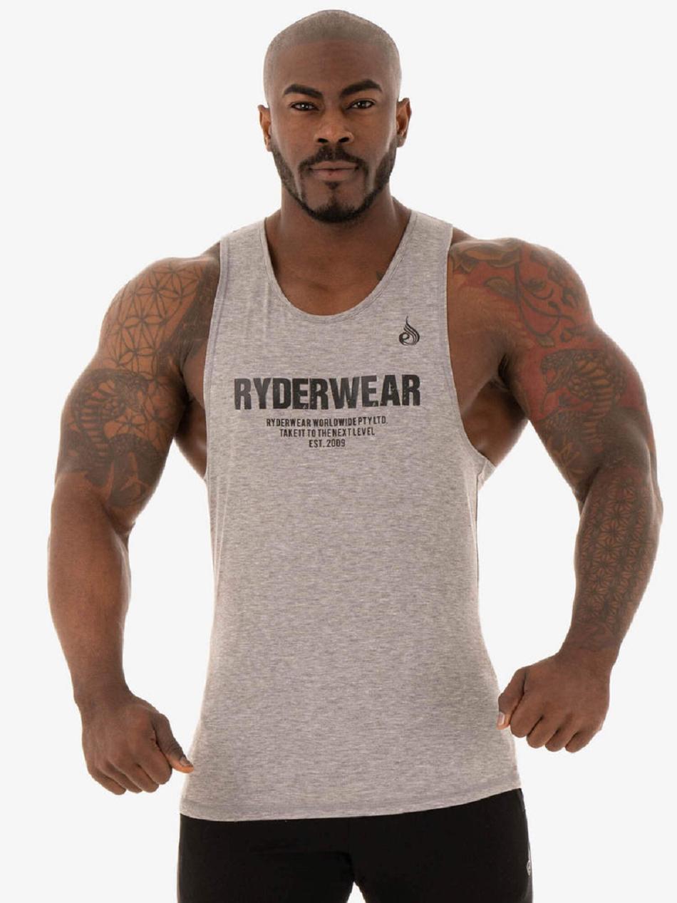 Grey Men\'s Ryderwear Focus Baller Tanks | 83JF14039