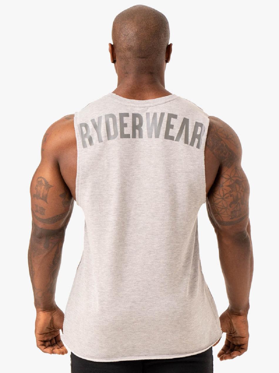 Grey Men's Ryderwear Force Fleece Tank Top | YGJ83231