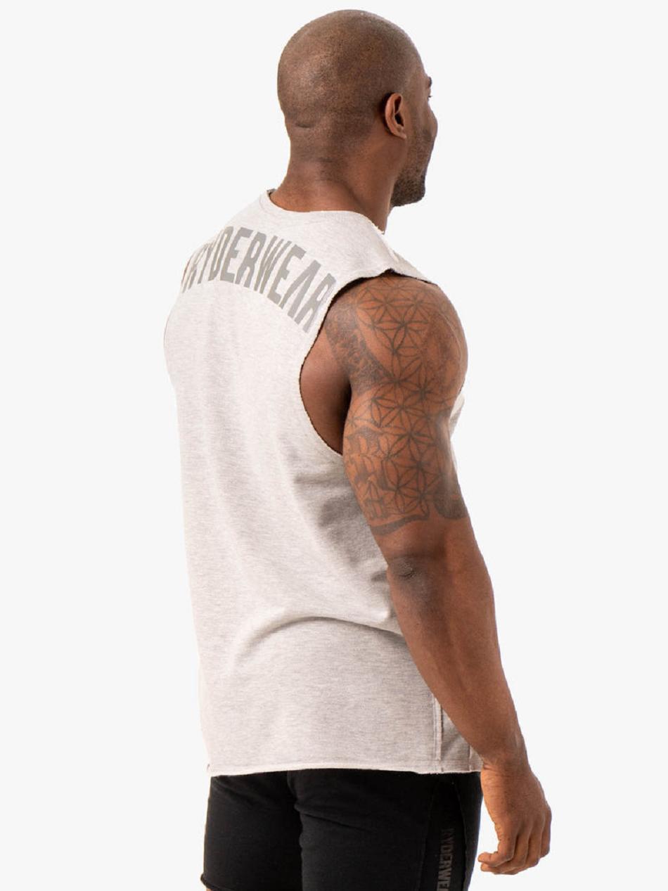 Grey Men's Ryderwear Force Fleece Tank Top | YGJ83231