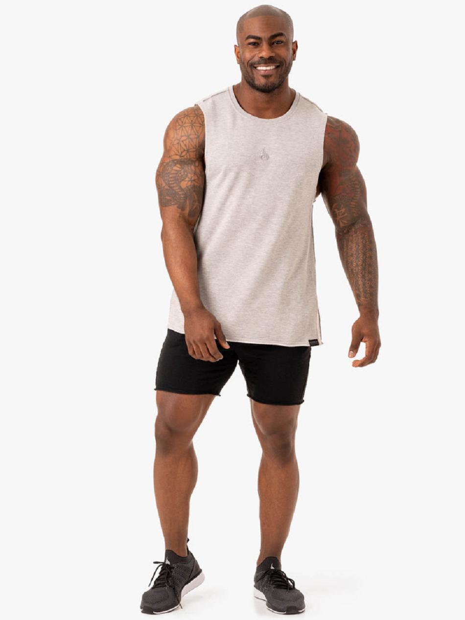 Grey Men's Ryderwear Force Fleece Tank Top | YGJ83231