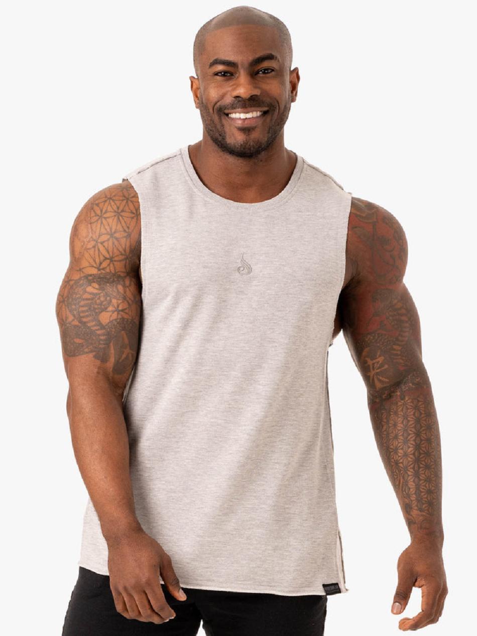 Grey Men\'s Ryderwear Force Fleece Tank Top | YGJ83231