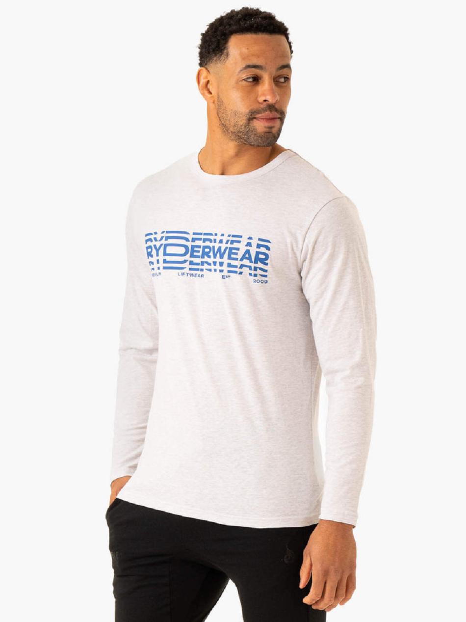 Grey Men's Ryderwear Graphic Long Sleeve T-shirt | 156G48023