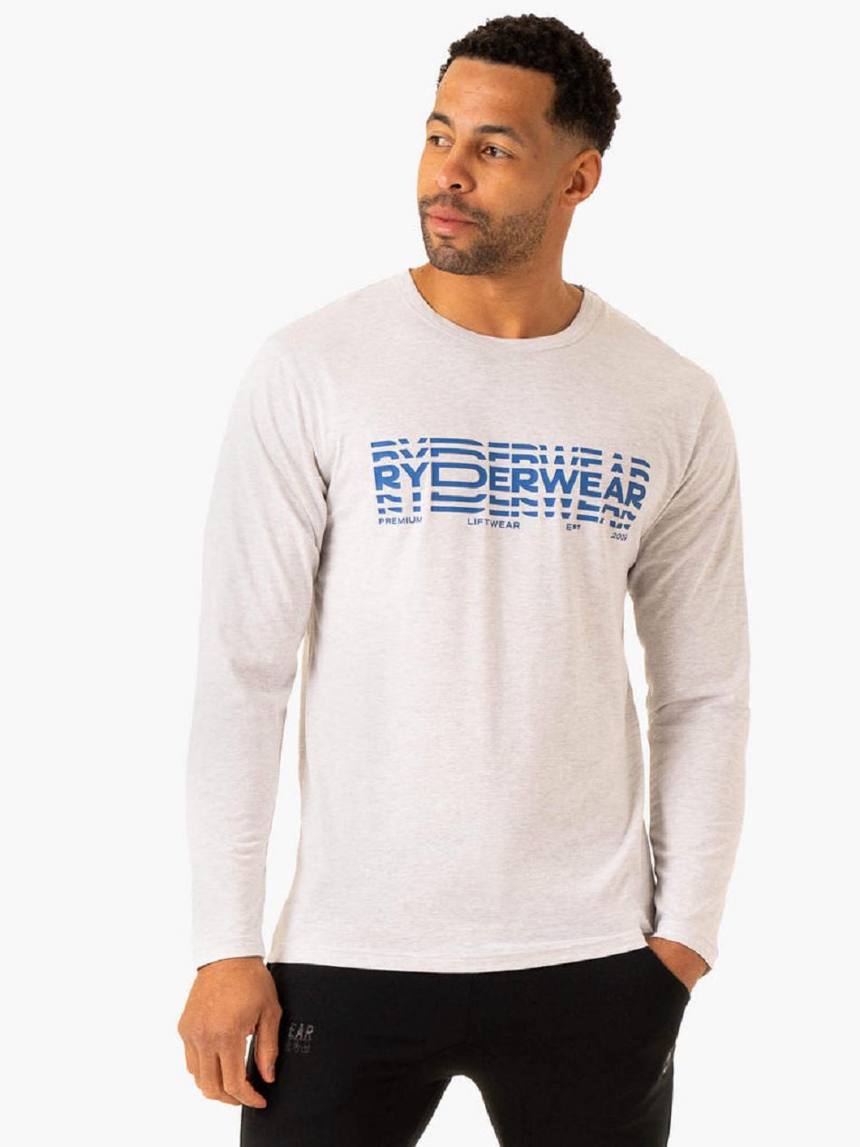 Grey Men\'s Ryderwear Graphic Long Sleeve T-shirt | 156G48023